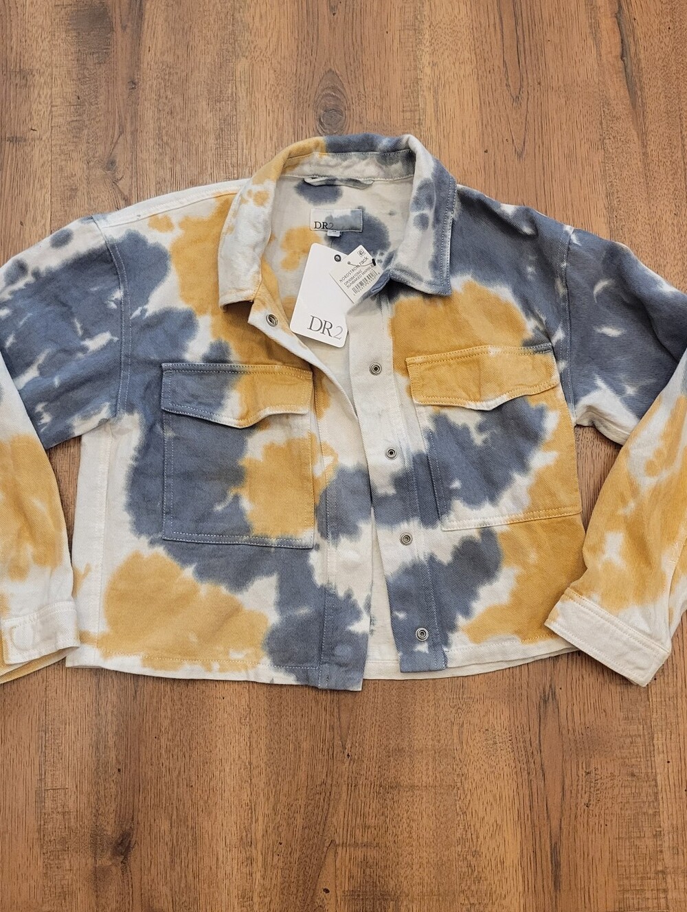 Womens Boxy Overeized Tie-Dye in Mustard & Slate